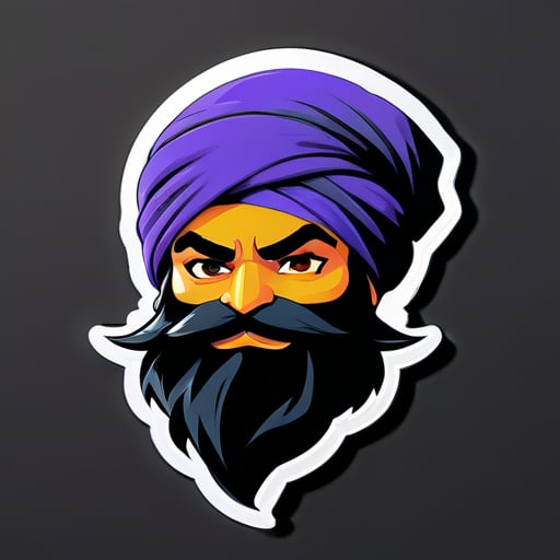 Sikh Turban Ninja with proper black beard looking like gamer ninja sticker