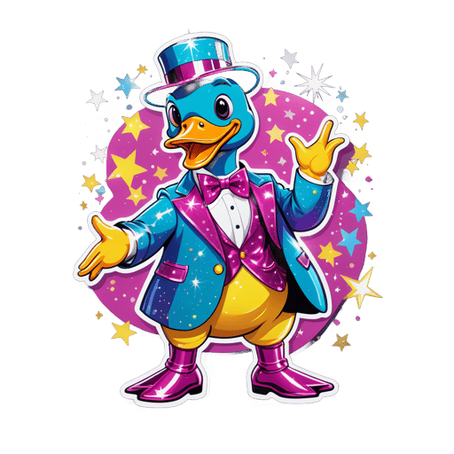 Canard Disco avec Costume Pailleté sticker