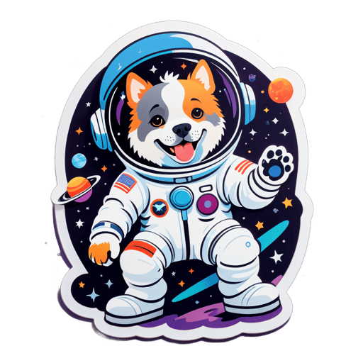 재미있는 개 우주 비행사 sticker