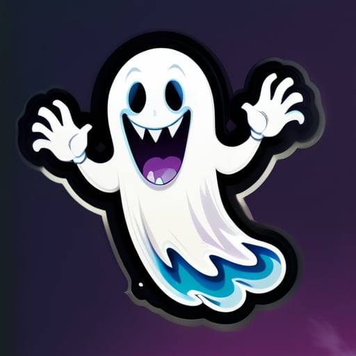 friendly ghost zooming out of trouble faded background of outside of a movie thether sticker