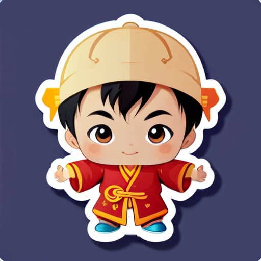 Generate a Chinese boy born in Wuxi, Gouba boy for me sticker