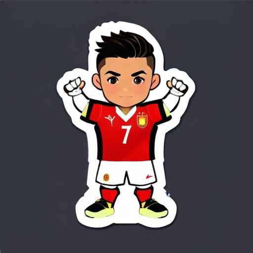 cristiano ronlado com adesivo do uniforme nº 7 da seleção nacional masculina de futebol da China sticker
