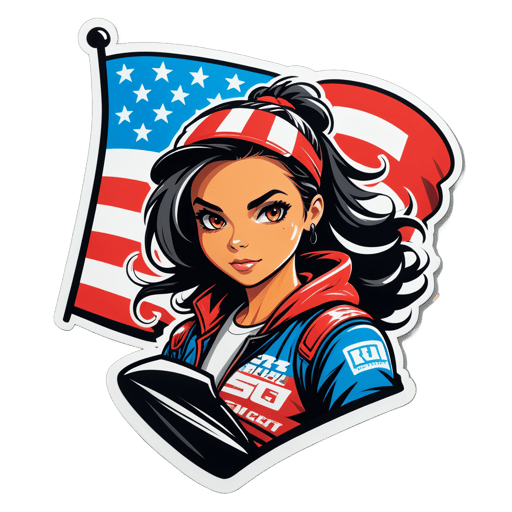 Street Racing Flag Girl sticker