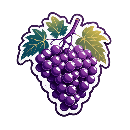 Agrupación de uvas moradas en la vid sticker