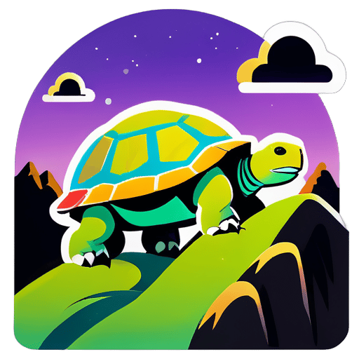 big turtle sleeping on mountain sticker