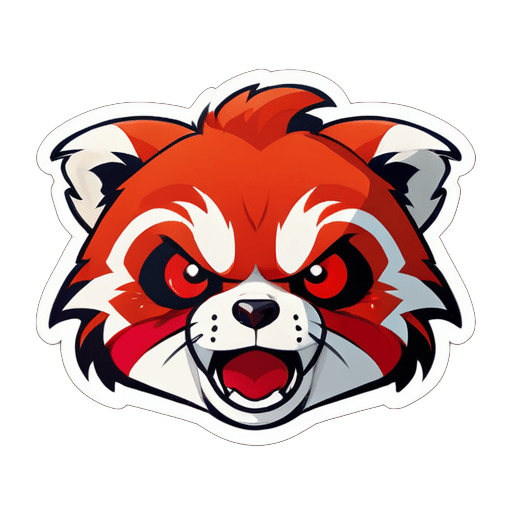 lindo panda rojo con cara enojada sticker