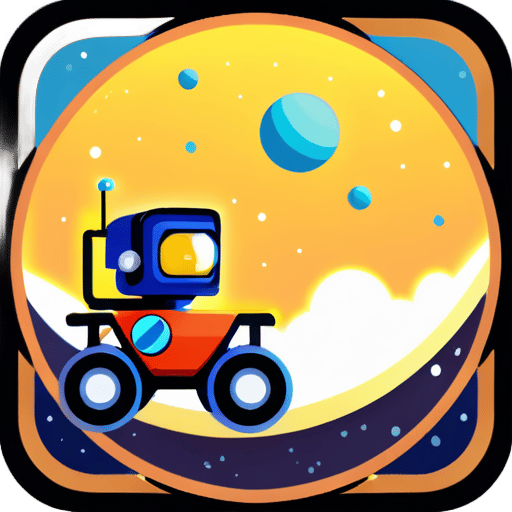 You need to develop a game called 'Moon Landing.' The hero of this game is a small lunar rover that explores the surface of the Moon. His goal is to conduct the longest possible exploration. Guys, he has a dangerous job! On his way, he encounters obstacles that need to be avoided. Our hero can recharge the battery during the flight, increasing sticker