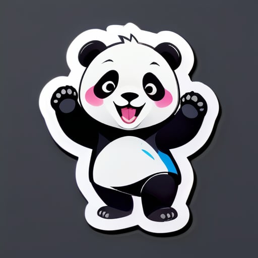 Panda waving flags and cheering sticker
