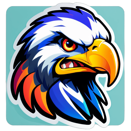 create an gaming logo of an happy eagle sticker
