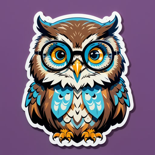 Wise Owl with Glasses sticker