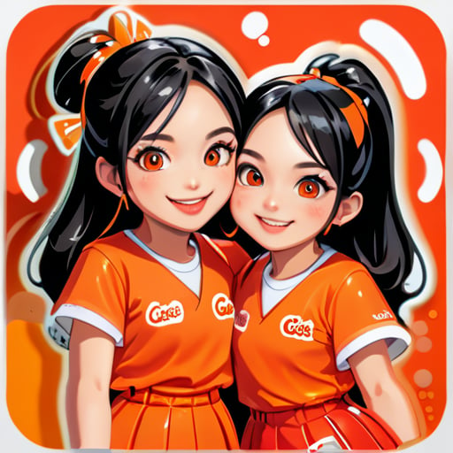 Coca-Cola et Orange sont les surnoms de deux filles, une paire de bonnes sœurs, avec des significations positives. Coca-Cola est la petite sœur, Orange est la grande sœur, ensemble, ils signifient 'pouvoir réussir'. sticker