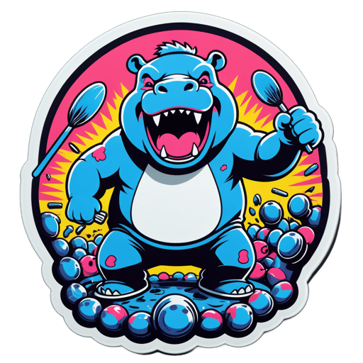 Hipopótamo Hardcore con Mosh Pit sticker