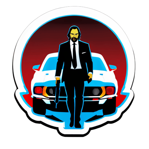 "Hitman" ford mustang stand behind john wick sticker
