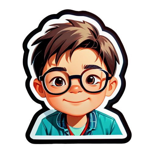 Um rapaz comum que usa óculos sticker