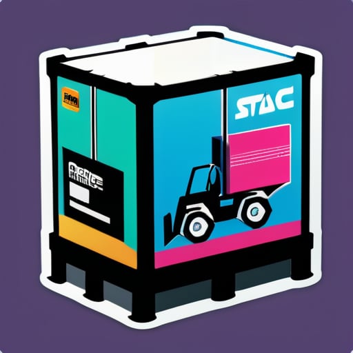 I need a logo that has a forklift, ship, truck, army igloo, 20 ft shipping container, and cargo storage on the outside andon the inside have an abstract graphical representation of cargo packaging with the word SPACE overlaying the abstract piece and incorporate the barcode that represents SPACE sticker