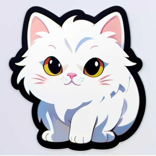 Una elegante y hermosa gata blanca, con el nombre 'Maomao' escrito en la parte inferior. sticker