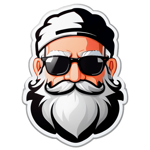 Beard: Well-groomed, stylish white beard for a wise and experienced look.
Glasses: Modern, sleek black glasses adding sophistication and intelligence.
Cap: Upside-down cap for a quirky and adventurous vibe, reflecting creativity and individuality. sticker