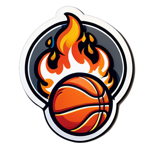 basketball with fire sticker