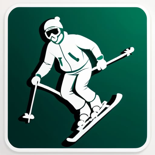 Man falling over in the snow with skis sticker