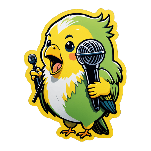 Canari chantant avec microphone sticker