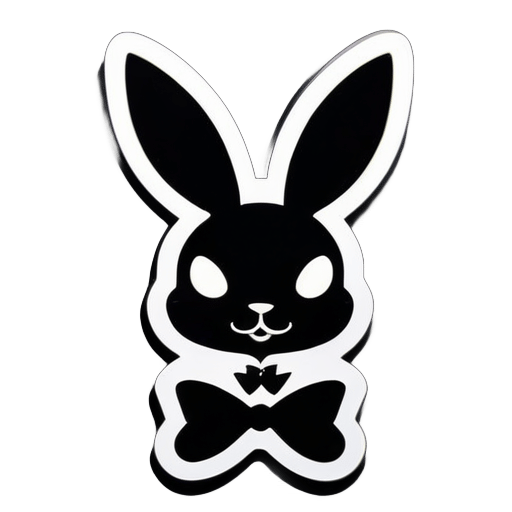 logotipo do coelho da playboy sem contorno branco em adesivo de bronzeamento preto sólido sticker