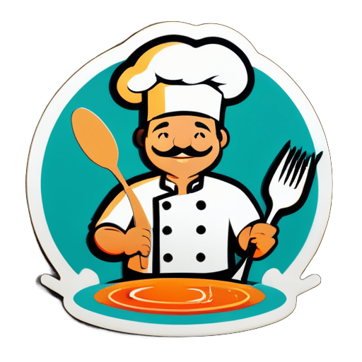 O chef está cozinhando sticker