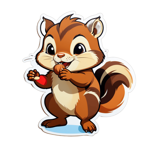 Écureuil brun stockant des noix sticker