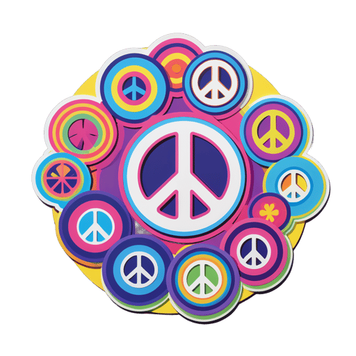 Groovy Peace Symbols sticker