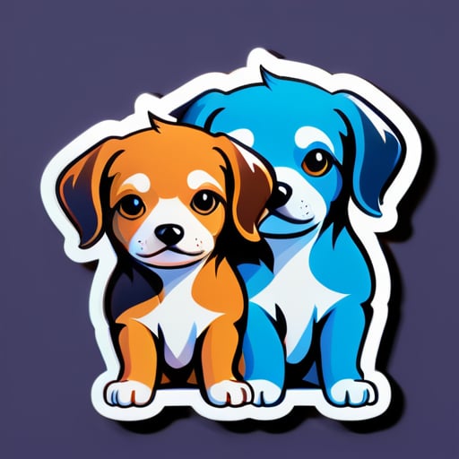 two little dog sticker