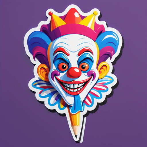 Silly Pencil Clown sticker