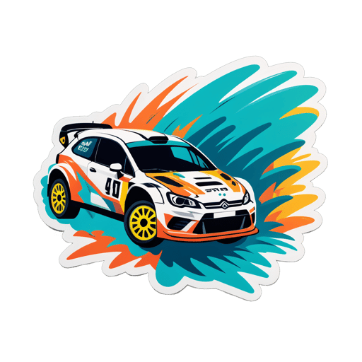 Rally Car in Action sticker