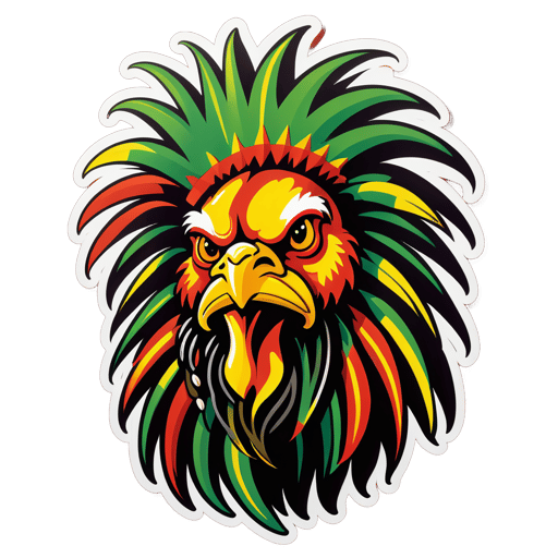 Gallo de Reggae con Rastas sticker
