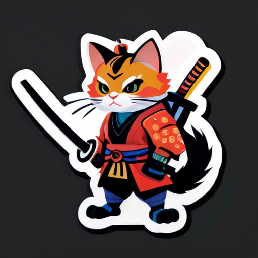 gato samurái sticker