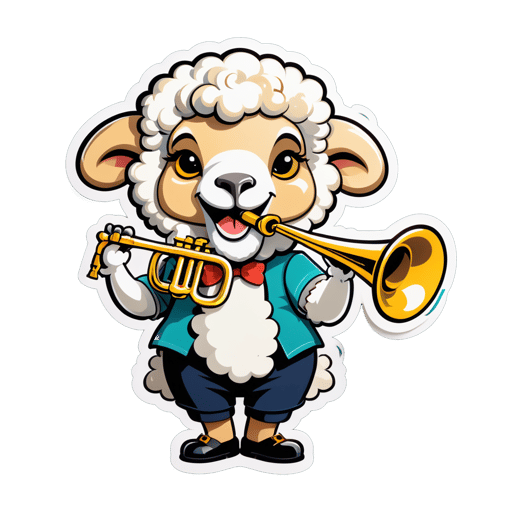 Schwingendes Schaf mit Trompete sticker
