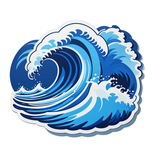 Blue Waves Crashing Against the Shore sticker