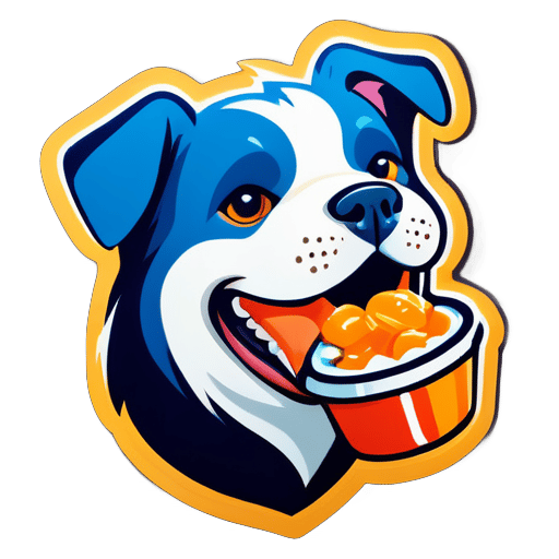 perro con comida en la boca sticker