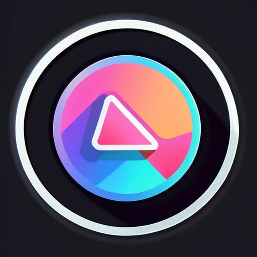 Logo kết hợp giữa nút phát hình tam giác và hình tròn sticker