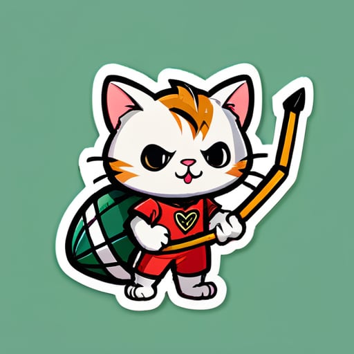 cat, football, bow and arrow sticker