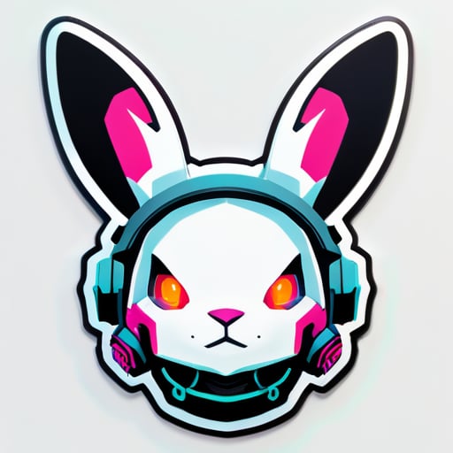 conejo blanco cyberpunk sticker