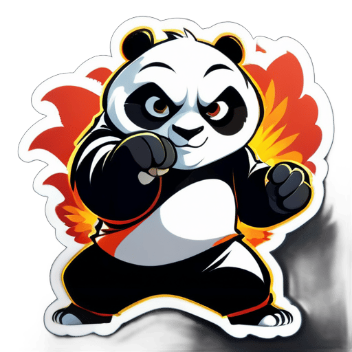 kung fu panda en postura de golpe sticker