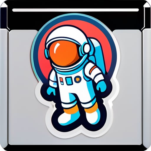 astronaut on Nintendo style，symbols of shapes sticker