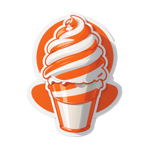 Cone clássico listrado laranja e branco sticker