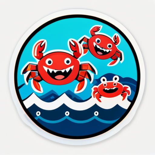 Get cracking with laughter! 以堪察加風格表達您的喜悅，使用我們風趣的螃蟹主題貼圖包！ sticker