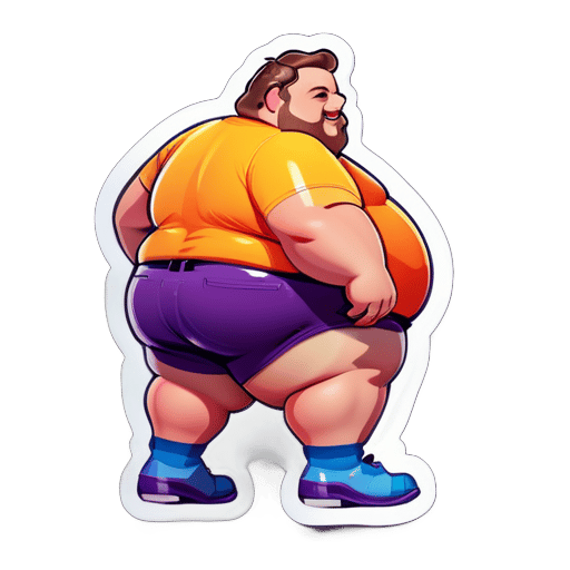 Hombre gordo gay y su jugoso trasero gordo sticker