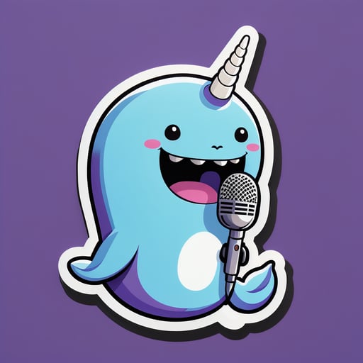 Neo-Soul Narwhal with Microphone sticker