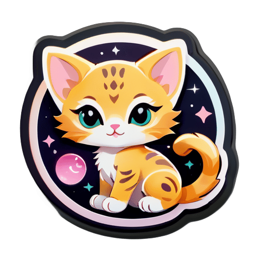 Sticker de un lindo gatito representando el signo del zodíaco 'Cáncer' sticker