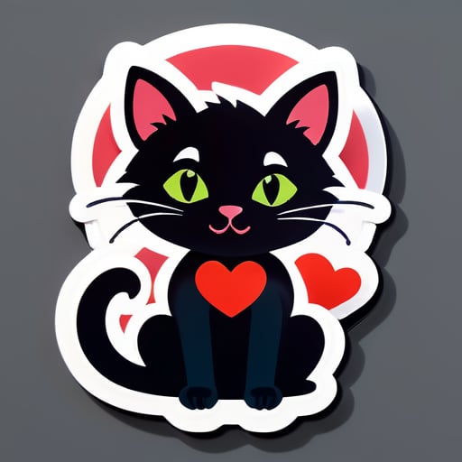 Gato com coração sticker