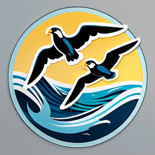 Petrels flying on the sea sticker