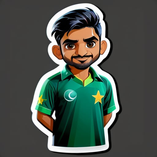 바바르 아자무가 파키스탄 국가 남자 크리켓 팀의 저지를 입고 있는 모습 sticker