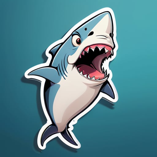 Esta é uma ilustração de um retrato de desenho animado engraçado de um esboço de berçário desenhado de uma criatura alta e fina parecida com um tubarão engraçado sticker